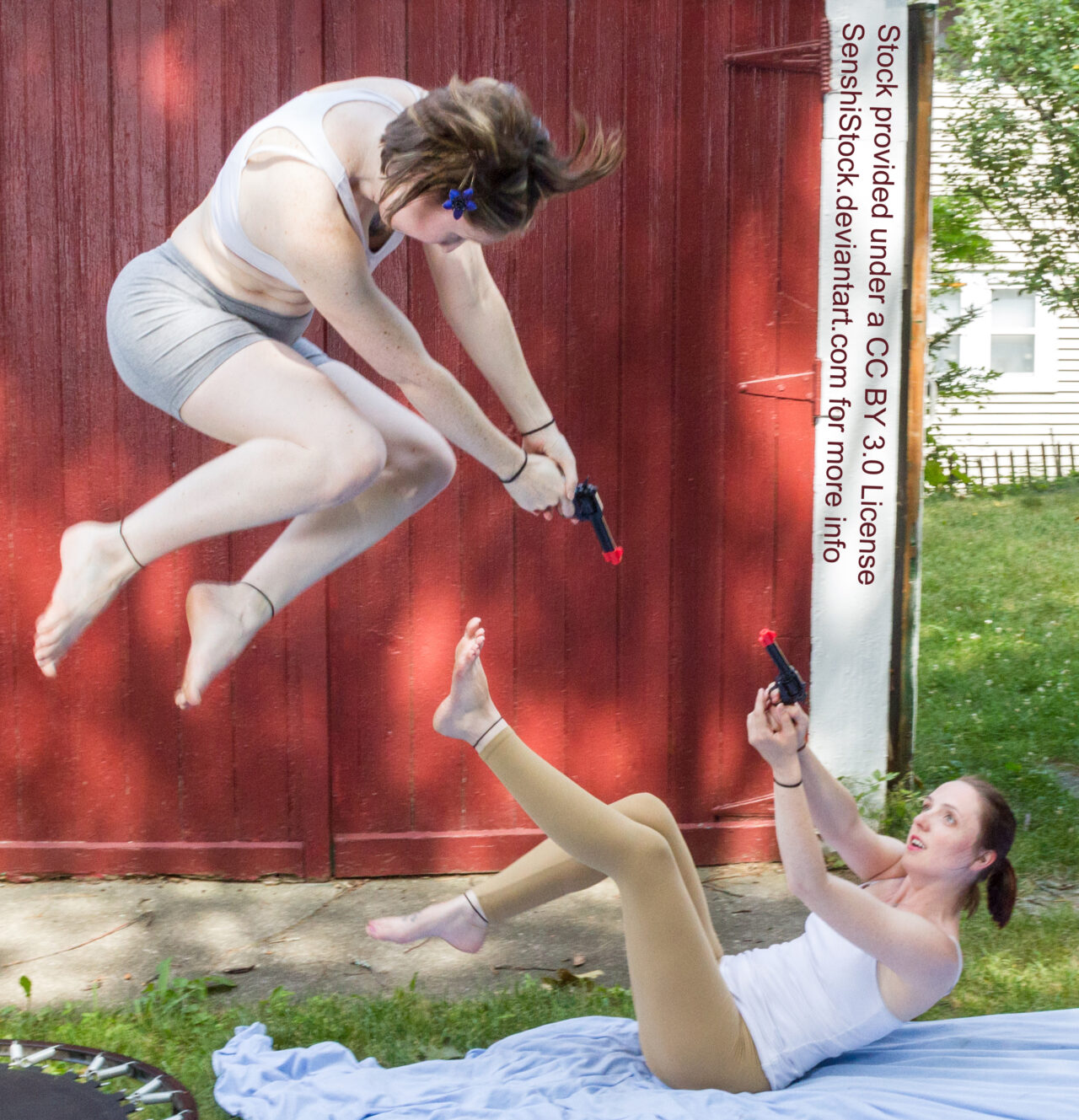 Leaping Rolling Shooting [Pose Reference] - AdorkaStock