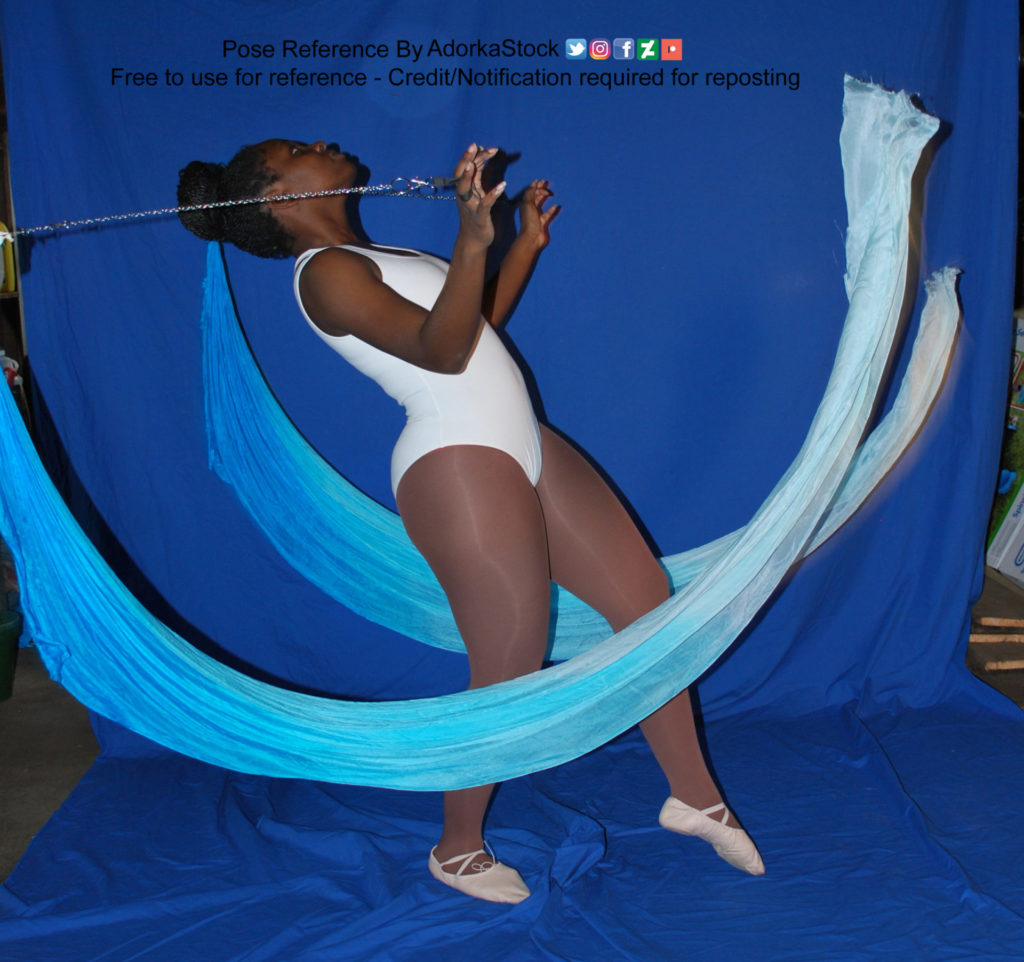 Veil poi – Black female model dynamic pose reference