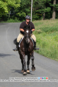 Model Sailor Nova on horseback as the horse runs towards the camera