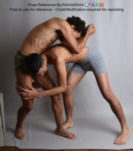 two male models wrestling pose reference