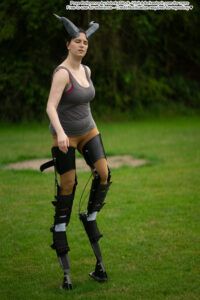 pose model wearing digitigrade legs walking