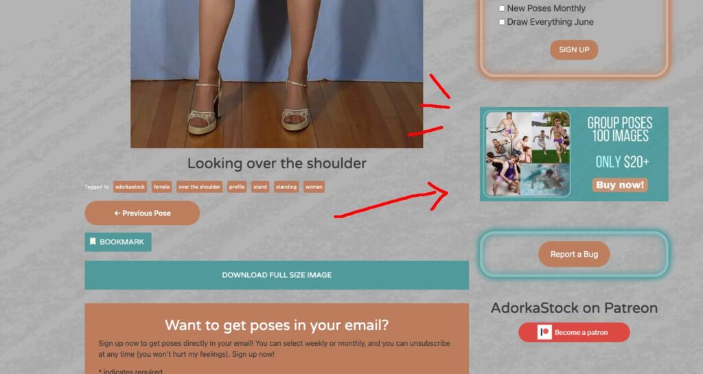 AdorkaStock page with ad example.