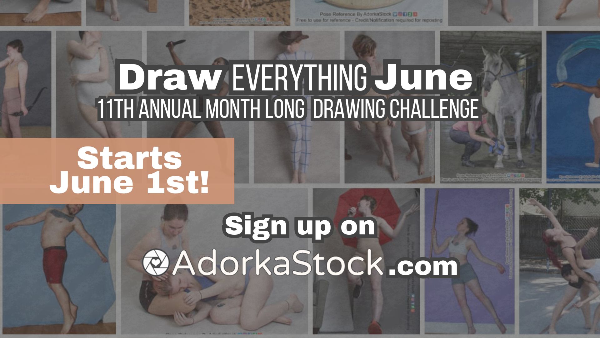 11th Annual Month long Drawing Challenge. Starts June 1st! Sign up at AdorkaStock.com